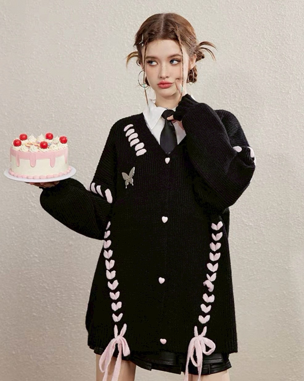 oversize ribbon cardigan