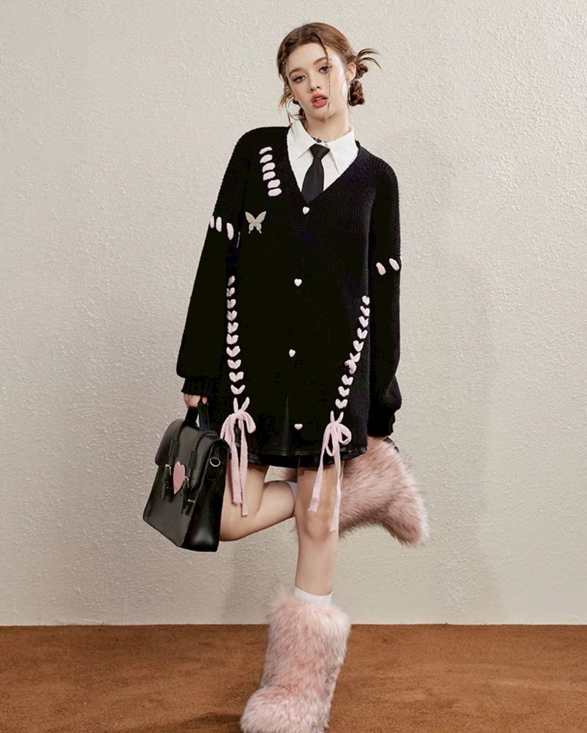 oversize ribbon cardigan