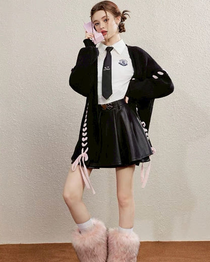 oversize ribbon cardigan