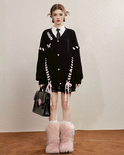 oversize ribbon cardigan