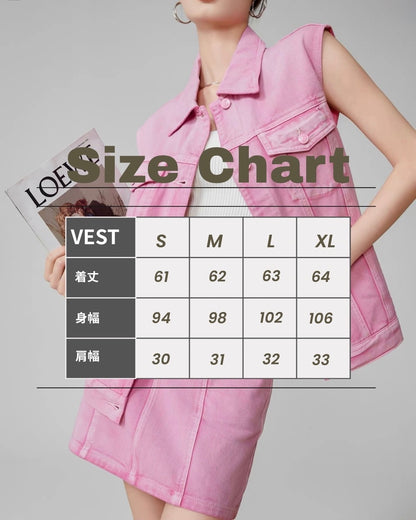 pink denim vest & skirt